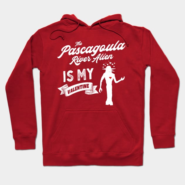 The Pascagoula River Alien is My Valentine Cute Valentines Day Cryptid Hoodie by Strangeology